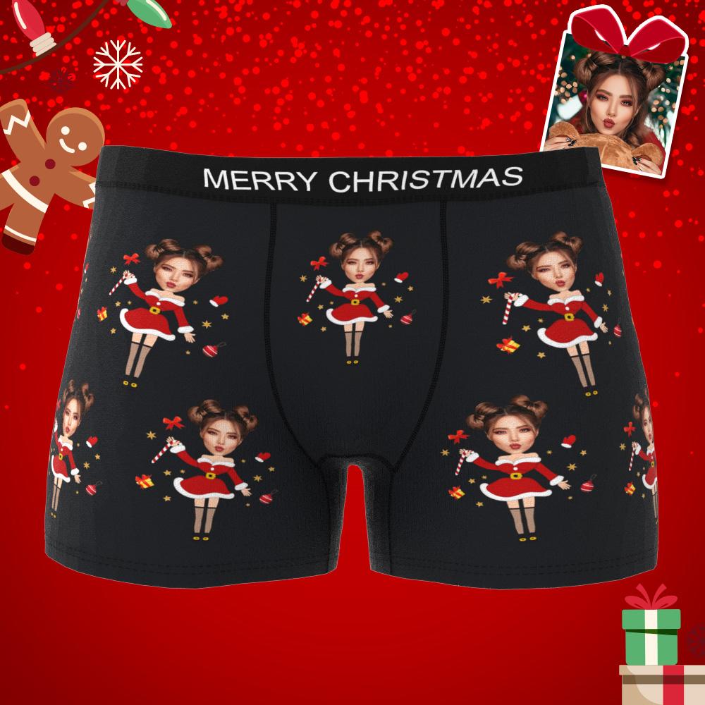 Womens Christmas Funny Printed Briefs Santa Claus Panties