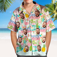 Custom Happy Birthday Hawaiian Shirt Flamingo Party Personalized Face Shirt