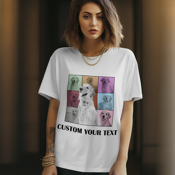 Custom Your Photo and Text Shirt Personalised Dog Photo Shirt Custom Multi Pet Portrait Shirt - MyFaceBoxerUK