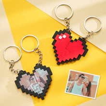 Custom Photo Couple Heart Shape Keychain Personalized 3D Printing Black and Red Pixel Block Keychain Anniversary Gift - MyFaceBoxerUK