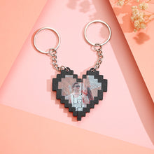 Custom Photo Couple Heart Shape Keychain Personalized 3D Printing Black and Red Pixel Block Keychain Anniversary Gift - MyFaceBoxerUK