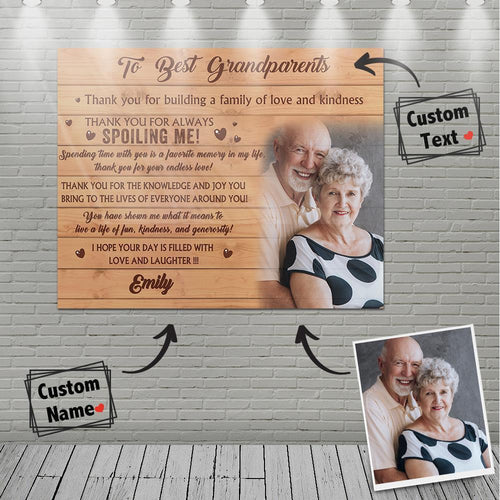 Custom Photo Wall Decor Painting Canvas With Text - To Best Grandparents