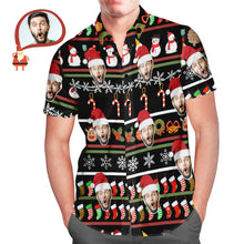 Custom Face Cute Snowman Red Hat Christmas Men's All Over Print Hawaiian Shirt Christmas Gift - MyFaceBoxerUK