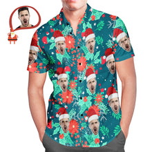 Custom Face Men's All Over Print Christmas Hawaiian Shirt Merry Xmas Is Coming Here - MyFaceBoxerUK