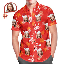 Custom Face Christmas Snowflake Men's Hawaiian Shirt Print Your Own Personalised Shirt for Him - MyFaceBoxerUK