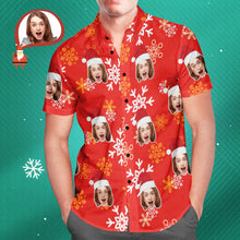 Custom Face Christmas Snowflake Men's Hawaiian Shirt Print Your Own Personalised Shirt for Him - MyFaceBoxerUK