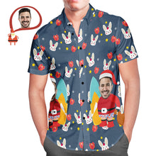 Custom Santa's Face All Over Print Christmas Hawaiian Shirt Christmas Gift for Him - MyFaceBoxerUK