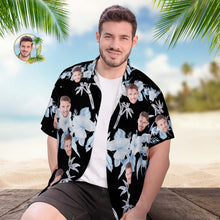 Custom Face Hawaiian Shirt Men's Popular All Over Print Hawaiian Beach Shirt Holiday Gift - White Flowers - MyFaceBoxerUK