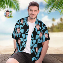 Custom Face Hawaiian Shirt Men's Popular All Over Print Hawaiian Beach Shirt Gift - Blue Romance - MyFaceBoxerUK