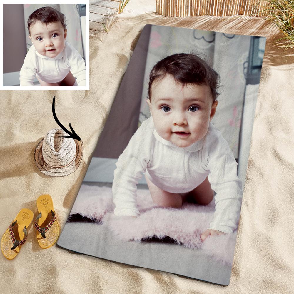 Customized Photo Personalised Beach Towel Gift Spring Break Towel for Baby