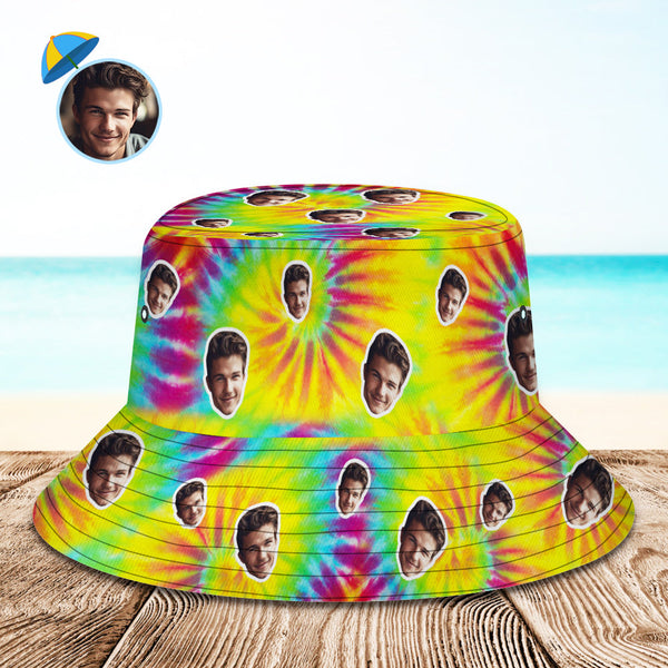 Custom Bucket Hat Unisex Face Bucket Hat Personalized Wide Brim Outdoor Summer Cap Hiking Beach Sports Hats Tie Dye - MyFaceBoxerUK