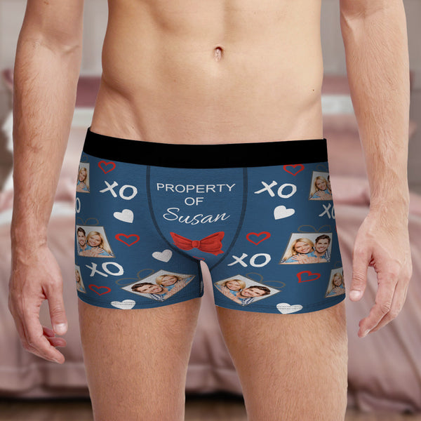 Custom Men's Photo Boxers Bow Tie Personalized Property Of Face Underwear