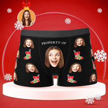 Custom Face Boxers Briefs Men's Shorts With Girlfriend Photo Christmas Gifts - Property Of - MyFaceBoxerUK