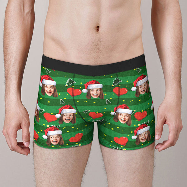 Custom Face Boxers Briefs Men's Shorts With Girlfriend Photo Heart Christmas Gifts - MyFaceBoxerUK