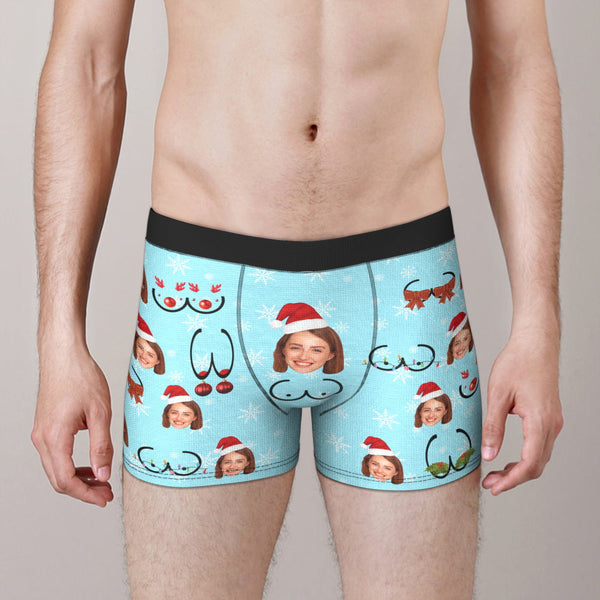 Custom Face Christmas Bust Boxer Briefs Funny Personalised Face Underwear Christmas Gift - MyFaceBoxerUK