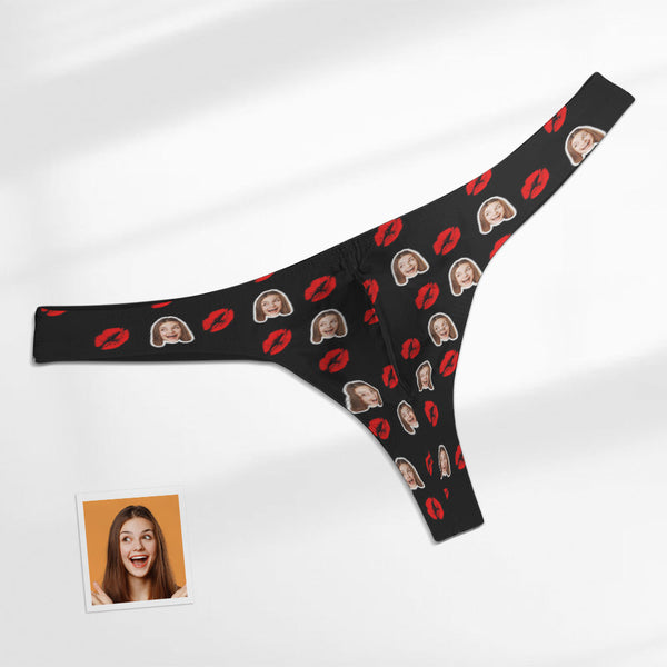 Custom Face Red Lips Men's Thong Kiss Men's Briefs - MyFaceBoxerUK