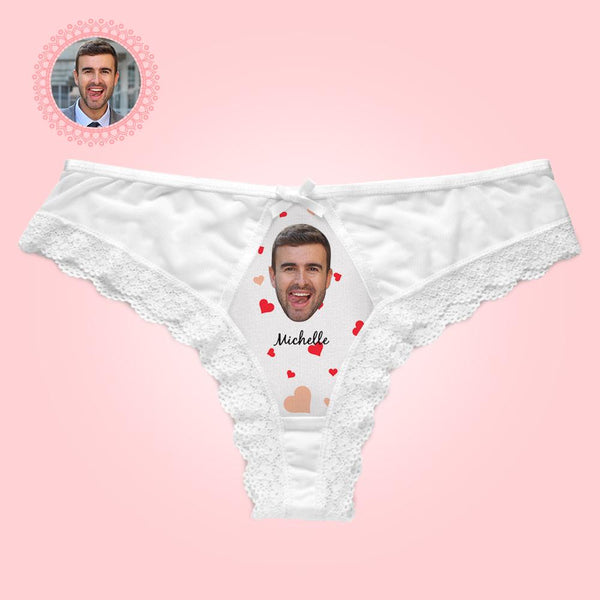 Custom Face Lace Thong Sexy Lace Panties Funny Gift with Boyfriend Name - MyFaceBoxerUK