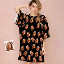 Custom Photo Face Nightdress Personalised Women's Oversized Colorful Nightshirt Gifts For Women - MyFaceBoxerUK