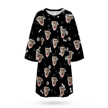 Custom Dog Face Nightdress Personalised Photo Women's Oversized Colorful Nightshirt Bone Gifts For Women - MyFaceBoxerUK