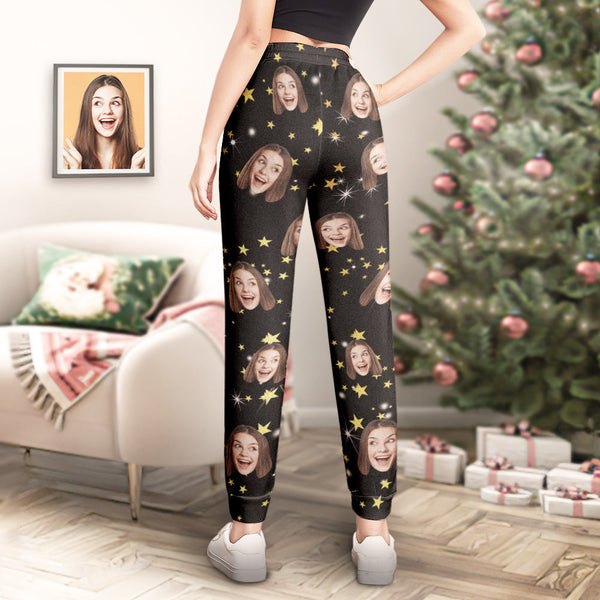 Custom Face Sweatpants Christmas Stars Personalised Unisex Joggers Funny Christmas Gift - MyFaceBoxerUK