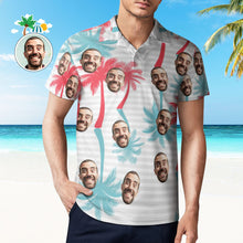 Men's Custom Face Polo Shirt Striped Style Personalized Hawaiian Golf Shirts - MyFaceBoxerUK