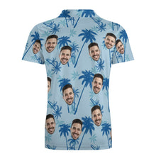 Men's Custom Face Polo Shirt Personalized Light Blue  Hawaiian Golf Shirts - MyFaceBoxerUK