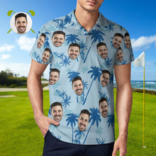 Men's Custom Face Polo Shirt Personalized Light Blue  Hawaiian Golf Shirts - MyFaceBoxerUK