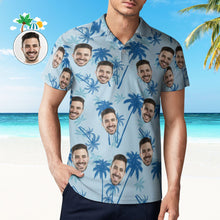 Men's Custom Face Polo Shirt Personalized Light Blue  Hawaiian Golf Shirts - MyFaceBoxerUK