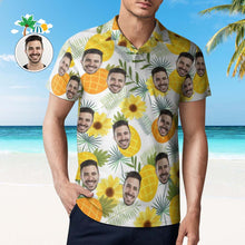 Custom Face Polo Shirt For Men Sunflower and Pineapple Personalized Hawaiian Golf Shirts - MyFaceBoxerUK