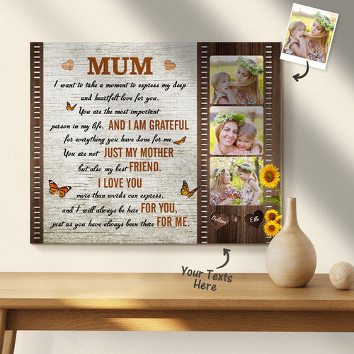 Custom Photo Wall Decor Painting Canvas Personalised Mum To Be One Lucky Child Meaningful Canvas