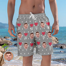 Custom Head Photo Heart Best Men's Love Beach Trunks - MyFaceBoxerUK