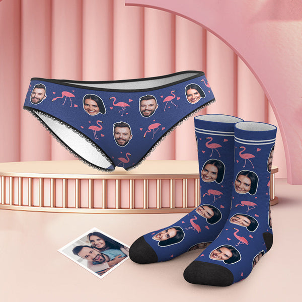 Custom Face Panties And Socks Set - Flamingo - MyFaceBoxerUK